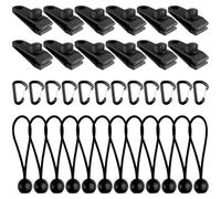 Dromzen 36 Piezas Pinzas Toldo, Set de Pinzas para Lonas, Pinzas para Lona de Piscina, Accesorios para Lonas, Clips de Lona Sujeción para Tienda, Cubierta, Toldo, Pancarta, Jardinería(Negro)