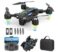 Dron con 2 Cámara 4K HD, GuKKK RC Quadcopter Drone Plegable para Principiantes, 90°Eléctrica ajustable FPV Dron con 2 Baterías y Bolsa Portátil, Juguetes para Niños y Niñas Regalos Navidad