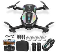 Dron con 2 Cámara 4K HD, GuKKK RC Quadcopter Drone Plegable para Principiantes, 90°Eléctrica ajustable FPV Dron, 2 Baterías, Bolsa Portátil, Juguetes para Niños y Niñas Regalos Navidad (Negro)