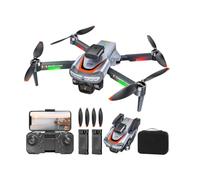Dron con Cámara 4K, Localización del Flujo Luminoso en Suspensión, Cabezal de Evitación de Obstáculos de 360°, Motor sin Escobillas, Dron Teledirigido con 2 Baterías - Gris