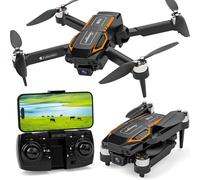Dron con Cámara Ajustable 90° y Lente 720P - Sistema FPV WiFi, Despegue/Aterrizaje Automático, 3D Flip y Waypoint. Incluye Estuche de Transporte, Flujo Óptico para Adultos y Niños