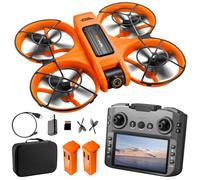 Drone con mando a distancia de pantalla de 4,9", cámara HD dual, motor sin escobillas, giro de 360°, estabilización óptica, tiempo de vuelo de 15 minutos, resistente al viento, para principiantes