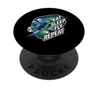 Drone Pilot Eat Sleep Fly Repeat Quadcopter FPV RC Hobbyist PopSockets PopGrip Adhesivo