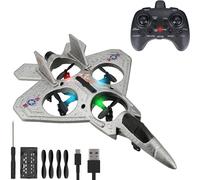 Drone RC Juguete en Forma de Avión | Drone para Niños a Partir de 8 Años | Alcance de 50m | Resistente a Impactos con Luces LED | 4 Hélices, 3 Velocidades | Batería Recargable y Accesorios