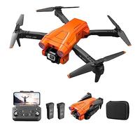 Drone teledirigido con cámara dual 4K HD, 1080P RC Quadcopter, incluye 2 pilas, modo sin cabeza, control de gestos para principiantes (naranja)