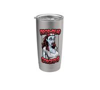 Drop Dead, hermosa y divertida, pop art, de Halloween, Dead Zombie Girl Vaso térmico de acero inoxidable de doble pared