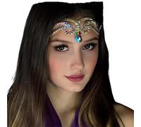 Drop Forehead Head Chain Headwear Jewelry Queen Accessories Belly Dance Headpiece for Women para ocasiones especiales y festivales(SILVER)