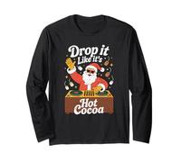Drop It Like It's Hot Cocoa Funny DJ Santa Christmas Manga Larga
