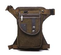 Drop Leg Bag Senderismo Riñonera, Riñonera Tipo Bandolera for Hombre, de Lona, de Nailon o de Oxford, for la Cadera, Informal, for Viaje y Motociclismo(Coffee Canvas)