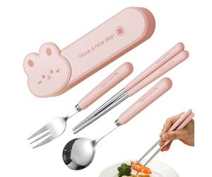 Drop-Resistant Child Tableware Kit | Travel Utensils With Case | Lunch Box Utensils For Daily Meals Camping Feeding Picnic Meals School Lunch