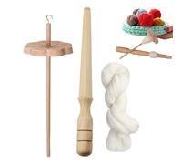 Drop Spindle for Wool - Wooden Top Whorl Drop Spindle & Nostepinne Stick Set | Herramienta de mano de haya para hilo fibra Artes tejiendo Crochet Knitting DIY Hobby Craft Suministros para