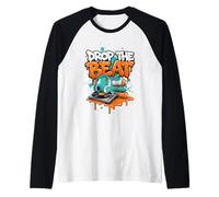 Drop The Beat Street Art DJ Auriculares de Vinilo para Tocadiscos Camiseta Manga Raglan