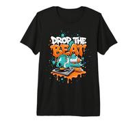Drop The Beat Street Art DJ Auriculares de Vinilo para Tocadiscos Camiseta Premium