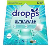 Dropps Detergente para lavavajillas, sin perfume, 32 cápsulas, sin fragancia ni tinte, limpia profundamente para platos brillantes y brillantes, embalaje de bajo desperdicio, sin prelavado, alimentado