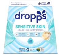 Dropps Detergente para ropa de piel sensible, aire fresco, 64 cápsulas, sin tinte, embalaje de bajo desperdicio, funciona en todas las máquinas + compatible con alta eficiencia (HE), alimentado por ingredientes naturales a base de plantas