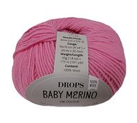 Drops Baby Merino Ovillo de lana de merino Superwash, peso deportivo, 5 cabos, 51 g, 180 m, cantidad por 1 artículo, 07 rosa