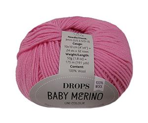 Drops Baby Merino Ovillo de lana de merino Superwash, peso deportivo, 5 cabos, 51 g, 180 m, cantidad por 1 artículo, 07 rosa