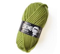 Drops Eskimo - Hilo de lana pura de una sola hebra, supervoluminoso, 1.8 onzas, 55 yardas por ovillo (29 verde amarillo)