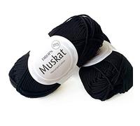 Hilo 100% algodón para tejer y ganchillo, 3 o ligero, DK, peso peinado, Drops Muskat, 1.8 onzas, 109 yardas por ovillo (17 negro)