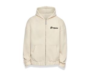 Dropsize Sudadera con cremallera 'Dream Without Fear' beige / negro moteado L beige / negro moteado