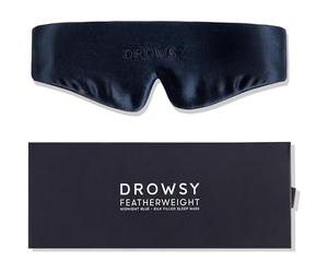 Drowsy Antifaz para dormir de peso pluma, capullo de seda ligero que bloquea la luz para un sueño de lujo con un toque fresco (azul medianoche)