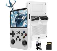 Drqzwp R36s Consola Retro Portatil Mejorada, Función de Archivo Manual, Botones Ergonómicos, Tarjeta TF de 64/128 GB, más de 15 000 Juegos Clásicos Retro y Compatibilidad para Añadir más (Blanco/64G)