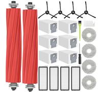 DrRobor Accesorios para Roborock Qrevo S/Qrevo Pro/Qrevo MaxV/Qrevo Plus Aspirador, 2 Cepillos Principales, 4 Filtros Hepa, 6 Bolsas De Polvo, 4 Paños De Fregona, 4 Cepillos Laterales