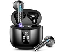 Drsaec Auriculare Inalámbricos Bluetooth 5.3 con 4 ENC Mics, 2024 Cascos Inalambricos Bluetooth Cancelación de Ruido, 56H HiFi Estéreo in Ear Audifonos Deportivos IP7 Impermeable, LED Pantalla