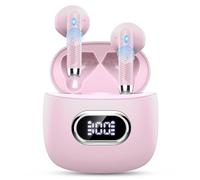 Drsaec Auriculares Inalambricos, Auriculares Bluetooth 5.3 HiFi Estéreo, 42H Cascos Inalambricos Bluetooth con 4 HD Mic,2024 Audifonos Inalambricos Cancelacion de Ruido ENC/Pantalla LED/Pink