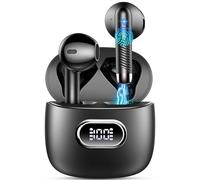 Drsaec Auriculares Inalámbricos Bluetooth 5.3 con HD Mic, 2022 Nueva HiFi Estéreo, Cascos In-Ear, IP7 Impermeable 42H Cancelación de Ruido, Pantalla LED, USB-C