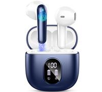 Drsaec I52 Auriculares Inalámbricos Bluetooth 5.3 HiFi Estéreo, 50H Cascos Inalámbricos Bluetooth con 4 HD Mic, 2024 Audifonos Inalambricos Cancelacion de Ruido ENC/Pantalla LED/IP7 Impermeable/Azul