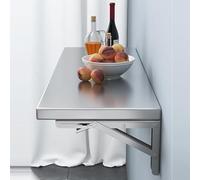 Drsyffsup 50 60 70 80 90 110 120 cm Mesa de Pared Plegable de Acero Inoxidable Escritorio con Hojas abatibles | Camión de Comida, Cocina, Restaurante, Garaje, lavandería(L60xW50cm/L24xW20in)