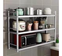 Drsyffsup Estante de Pared para Horno microondas, Estante de Cocina de Acero Inoxidable 304 para Especias, Almacenamiento para Cocina con 4 Ganchos, Soporte multifunción para macetas(100X30X85CM)