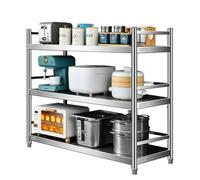 Drsyffsup Estantería de 3 Niveles de Acero Inoxidable 304, Estante de Almacenamiento Vertical, Soporte para microondas, Plantas, Ideal para Cocina, despensa, lavadero, Garaje(120x35x100cm)