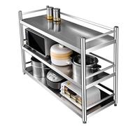 Drsyffsup Estantería de 3 Niveles para panadería, Soporte para microondas de Acero Inoxidable 304 con estantes Ajustables para Espacios pequeños, Unidad de Almacenamiento de Cocina(80x40x100cm)