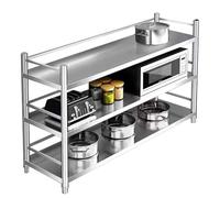 Drsyffsup Estantería de Acero Inoxidable 304, Moderna estantería pequeña de 3 Niveles, Estante Vertical para microondas, Soporte para Plantas de 60 a 150cm, para Cocina Garaje Patio(150x40x100cm)