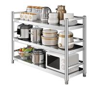 Drsyffsup Estantería Industrial de 3 Niveles para microondas, Fabricada en Acero Inoxidable 304. estantería Ajustable de 60 a 150 cm, Ideal para Garaje, almacén, despensa, Cocina(120x35x100cm)