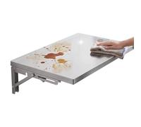 Drsyffsup Mesa de Pared Plegable de 50-120 cm, Escritorio de Hoja abatible de Acero Inoxidable Cepillado 304, Mesa de Comedor Flotante, mesas de Barra de Desayuno de Cocina(L90xW40cm/L35xW16in)