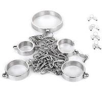 DRTBAC Esposas de tobillo y mano con collar SM, esposas de cadena de hierro for piernas de acero inoxidable, juegos eróticos, ataduras de bondage, juguetes sexuales BDSM(Male)