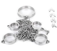 DRTBAC Esposas de tobillo y mano de acero inoxidable con cadena de hierro for piernas, juegos eróticos, ataduras de bondage, collar BDSM, esposas de tobillo y mano, juguetes sexuales(Male)