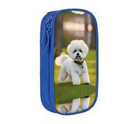 DRTGEDS Bichon Frise Dog On The Grass - Estuche para lápices estético, estuche para lápices de colores con cremallera, almacenamiento de papelería Kawaii, Blue, Talla única, Deportivo