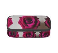 DRTGEDS Blackgound Rose - Estuche para lápices de gran capacidad con 4 compartimentos para hombres y mujeres