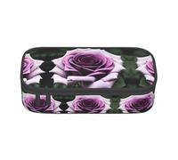 DRTGEDS Blackgound Rose - Estuche para lápices de gran capacidad con 4 compartimentos para hombres y mujeres