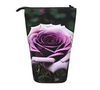 DRTGEDS Blackgound Rose - Estuche telescópico para lápices, organizador de papelería con cremallera