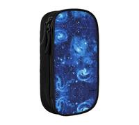 DRTGEDS Blue Universe Space Galaxy - Estuche para lápices estético, estuche para lápices de colores con cremallera, almacenamiento de papelería Kawaii, Black, Talla única, Deportivo