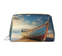 DRTGEDS Boat On The Beach - Bolsas de cosméticos para mujer, bolsa de maquillaje pequeña para bolso, bolsa de maquillaje de viaje, Blanco, Talla única