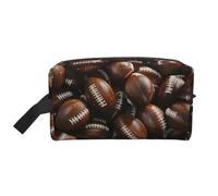 DRTGEDS Bolsa de aseo con diseño de balones de fútbol, bolsa de cosméticos de maquillaje, bolsa de viaje para artículos de tocador, bolsa de almacenamiento con cremallera, Pila de balones de fútbol.,