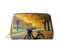 DRTGEDS Bolsa de aseo de viaje con diseño de árbol de otoño con bicicleta vieja, bolsa de maquillaje para bolso, bolsa de maquillaje de viaje, mini bolsa de cosméticos para mujer, color blanco, talla