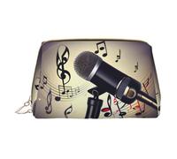 DRTGEDS Bolsa organizadora de artículos de aseo portátil para hombre, con micrófono y notas musicales, bolsa de afeitado, bolsa pequeña, color blanco, talla única, White, Talla única