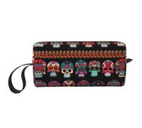 DRTGEDS Bolsa pequeña con cremallera con estampado de calavera mexicana, mini estuche de transporte de maquillaje de viaje, bolsa de cosméticos, electrónica portátil, Estampado de calavera mexicana,